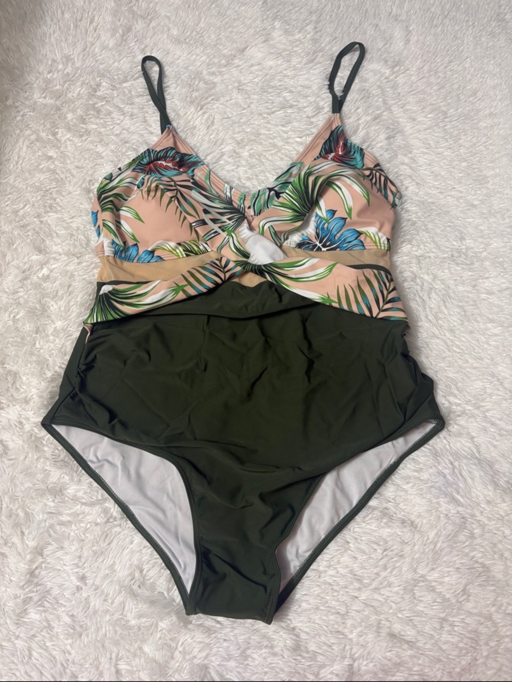 New In Packaging Century Star Sexy Push Up One Piece Leaf Print Swimsuit XXL